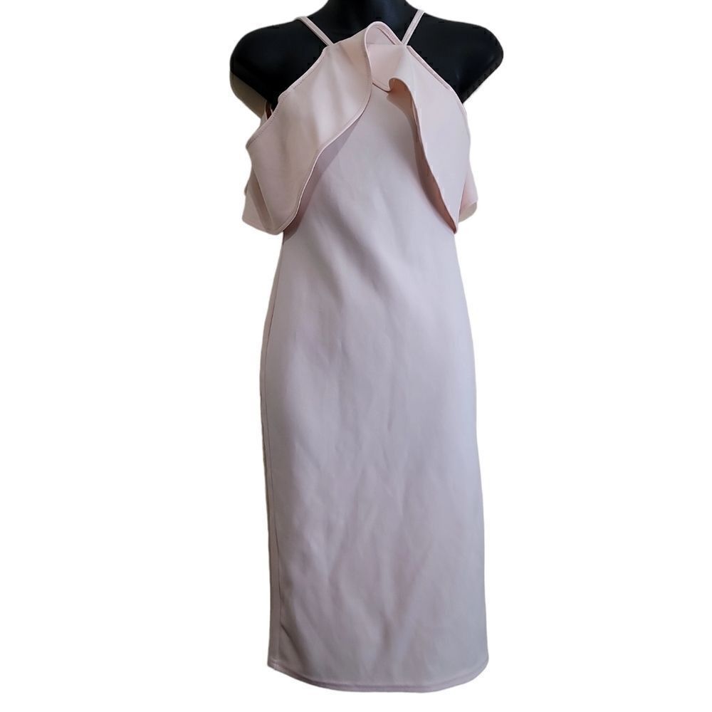 Oh My Love Pink Ruffle Sleeveless Midi Dress Sz XSMALL